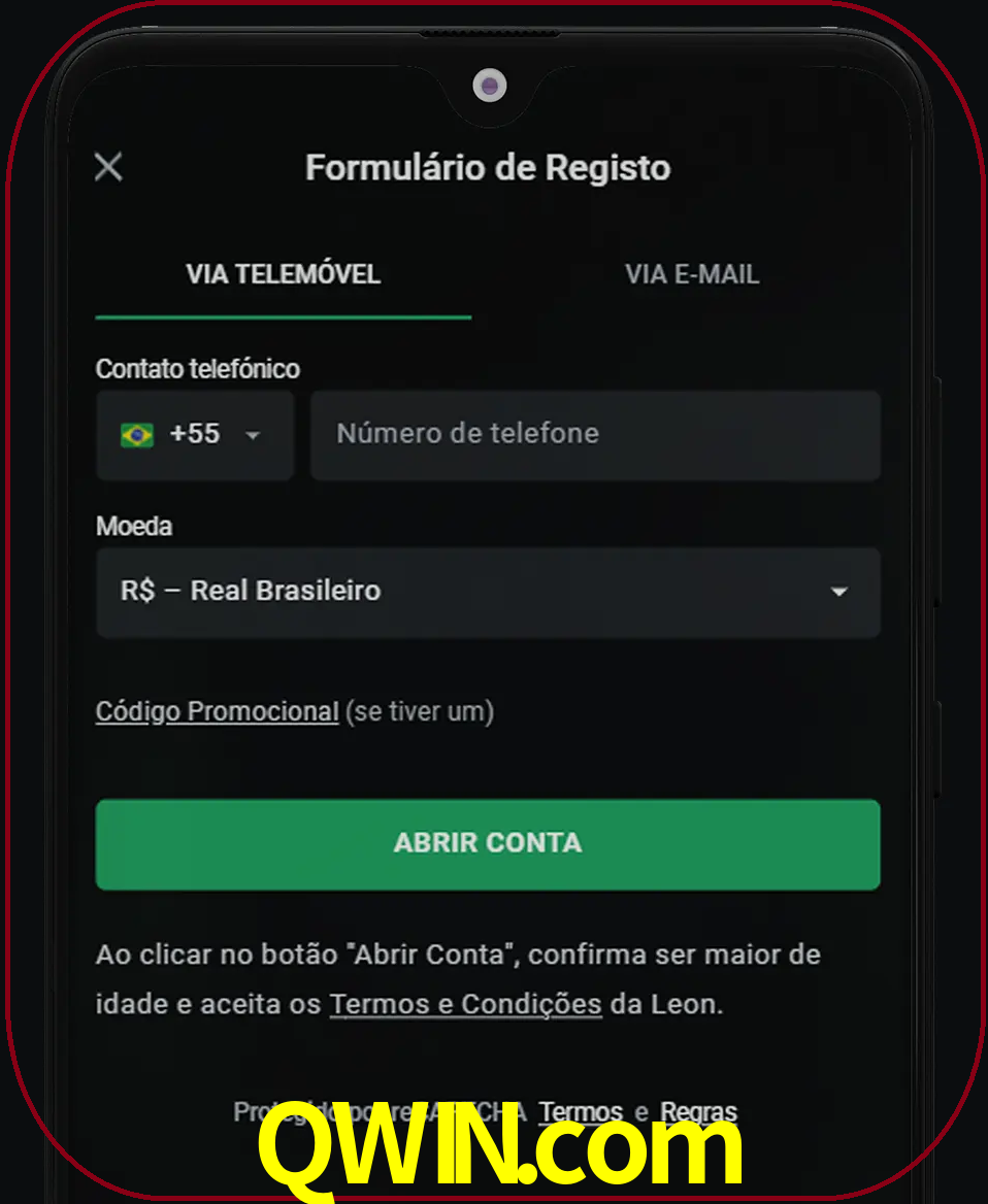 Abra o aplicativo e inicie o processo de registro.